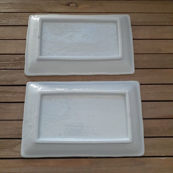Two Rectangular Japanese Sushi Plates Fish Tuna Prawn Salmon Squid Abalone Japan - Picture 4 of 6
